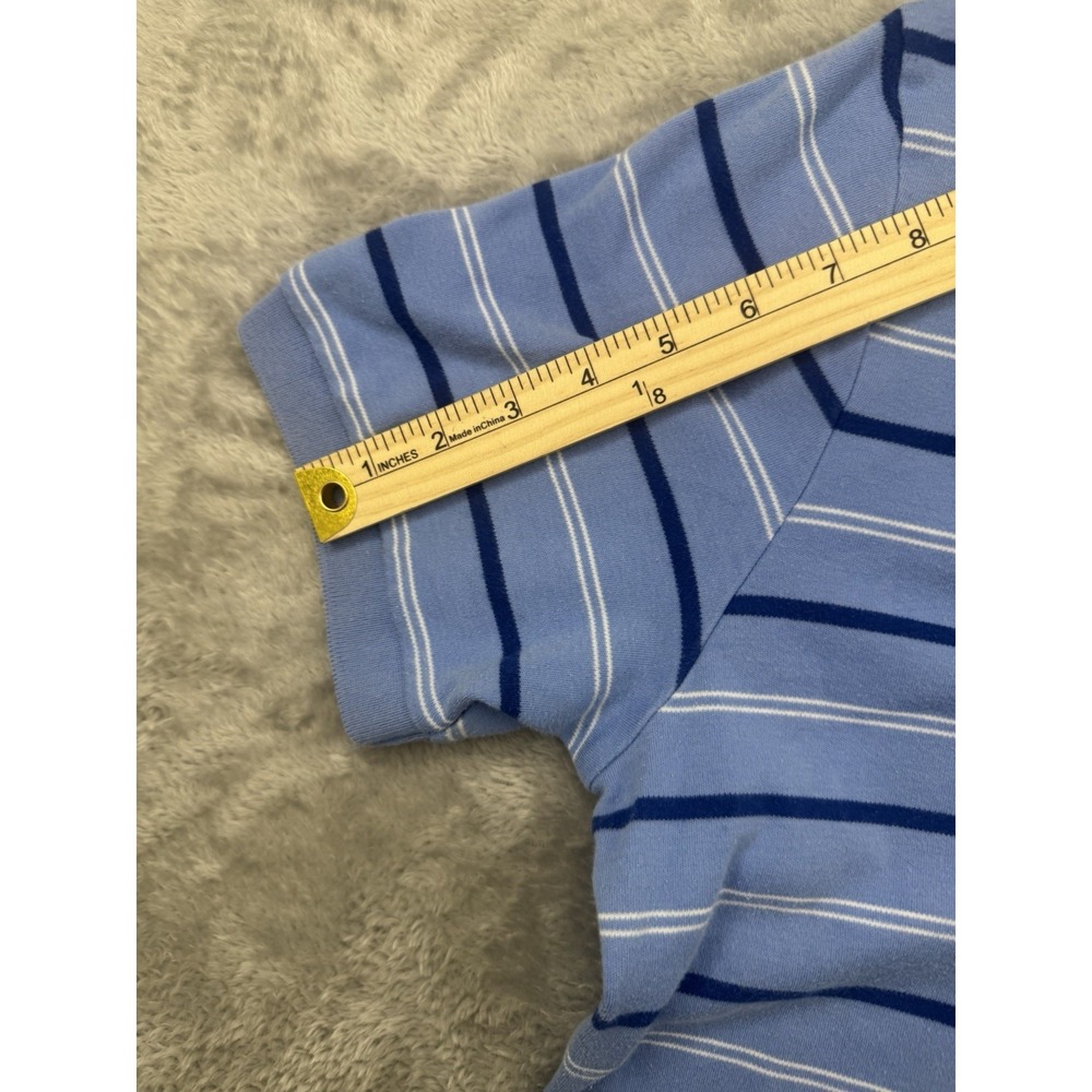 Polo Ralph Lauren Mens L Blue Striped Polo Shirt Yellow Pony Short Sleeve - Picture 9 of 14